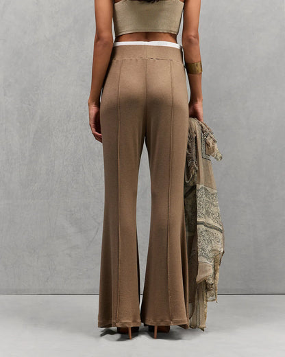 Ibyscus Khaki Flared Pants-Mes Demoiselles-Lewis Yates
