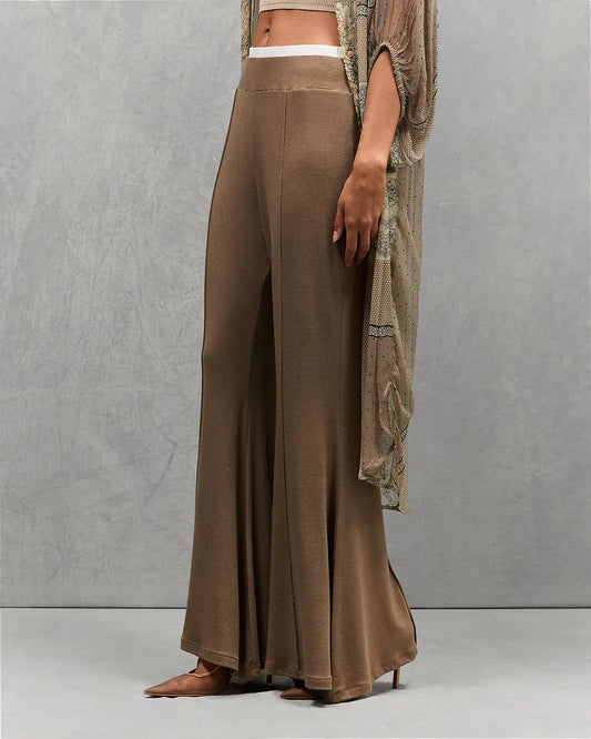 Ibyscus Khaki Flared Pants-Mes Demoiselles-Lewis Yates