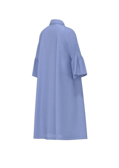Flounce-sleeve poplin dress - Periwinkle Blue