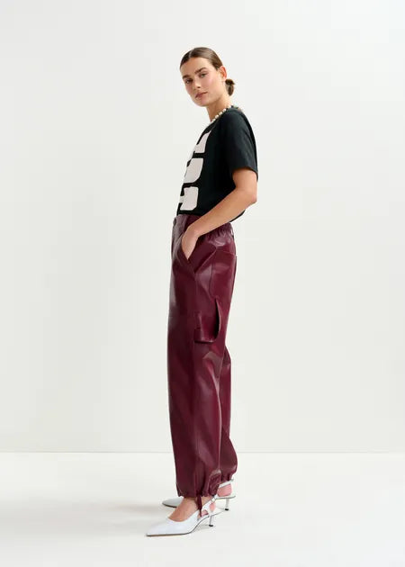 Itao Faux Leather Cargo Pants-Essentiel Antwerp-Lewis Yates