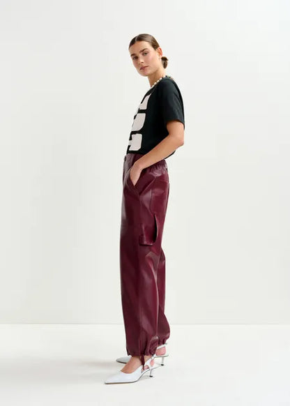 Itao Faux Leather Cargo Pants-Essentiel Antwerp-Lewis Yates