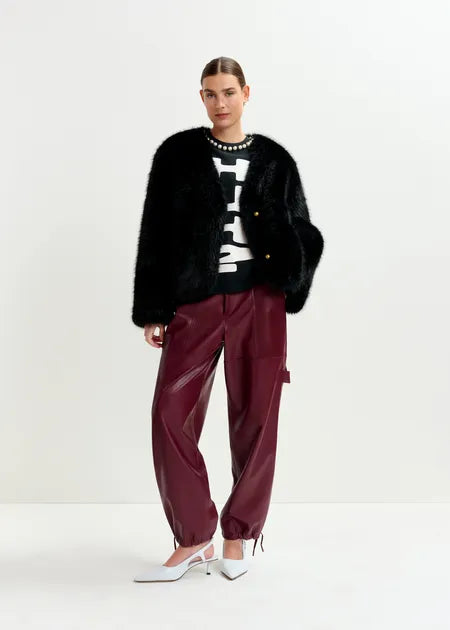 Itao Faux Leather Cargo Pants-Essentiel Antwerp-Lewis Yates
