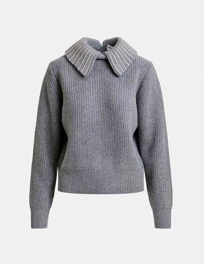 Jimmer Oversized Collar Jumper in Grey-Essentiel Antwerp-Lewis Yates