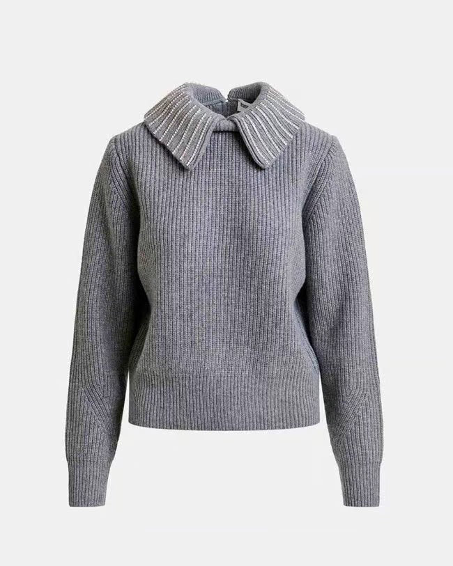 Jimmer Oversized Collar Jumper in Grey-Essentiel Antwerp-Lewis Yates