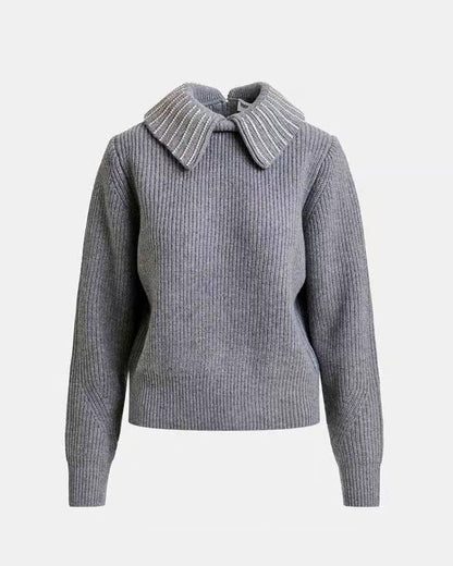 Jimmer Oversized Collar Jumper in Grey-Essentiel Antwerp-Lewis Yates