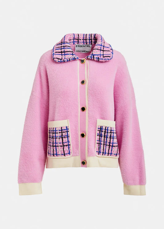 Joilu Tweed Collar Fuzzy Cardigan-Essentiel Antwerp-Lewis Yates