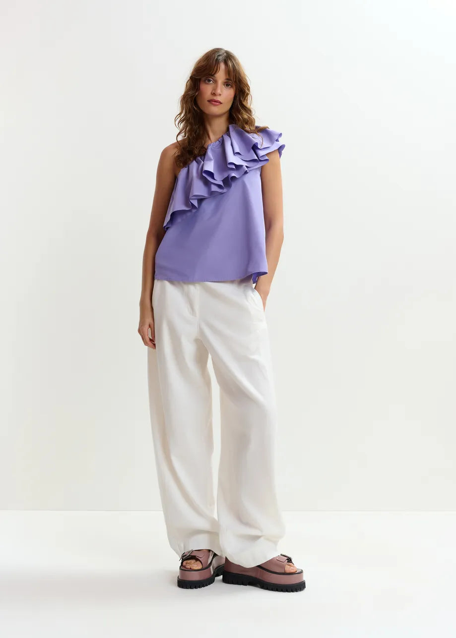 Joviaal Wide Leg Cotton Pants-Essentiel Antwerp-Lewis Yates