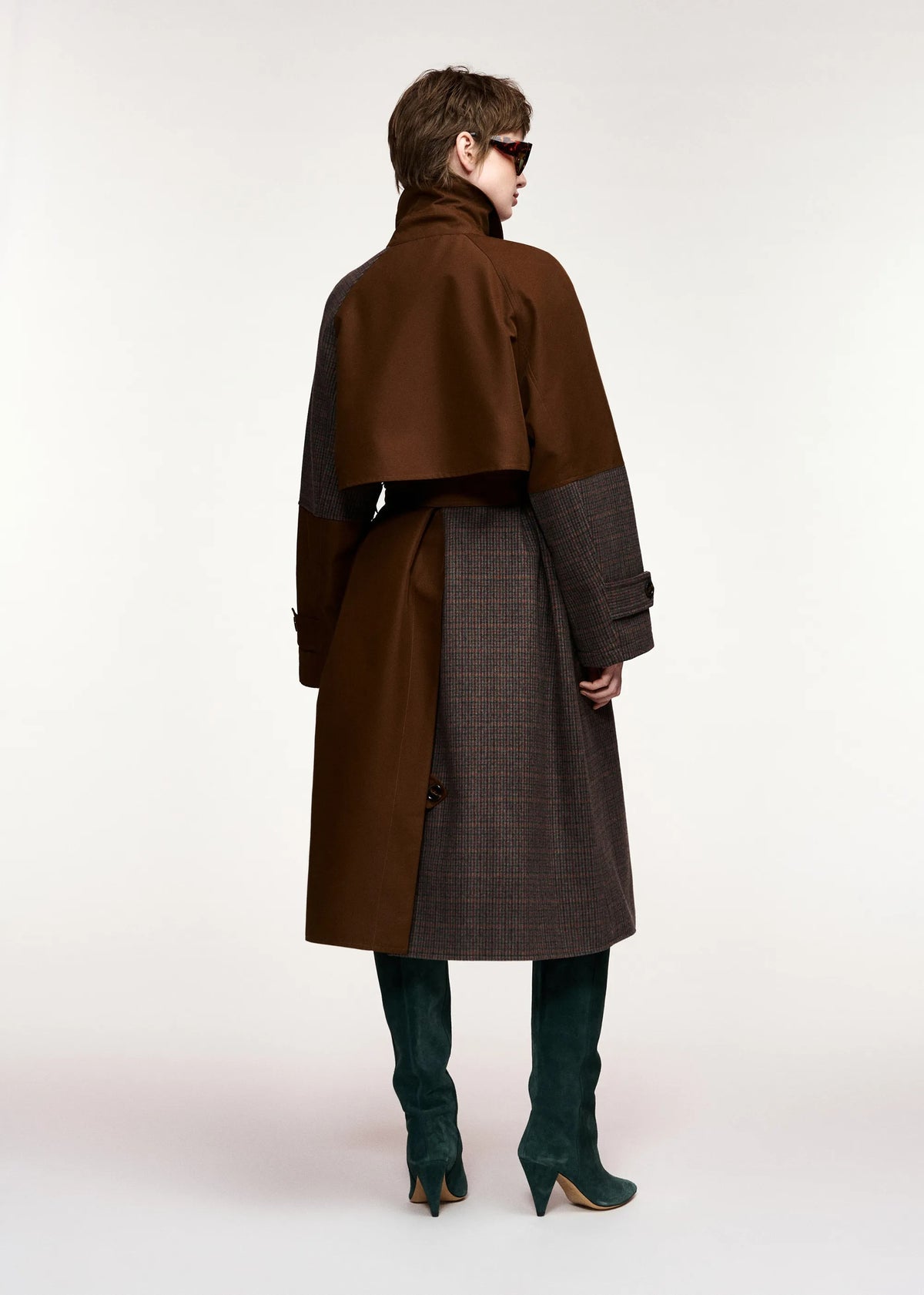 Kagu Colourblock Trench Coat in Brown and Dark Grey-Essentiel Antwerp-Lewis Yates