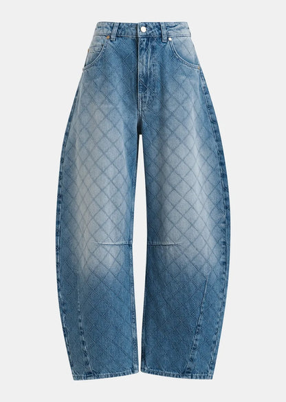 Katsu Diamond-Stitched Barrel Leg Jeans - Aquamarine-Essentiel Antwerp-Lewis Yates