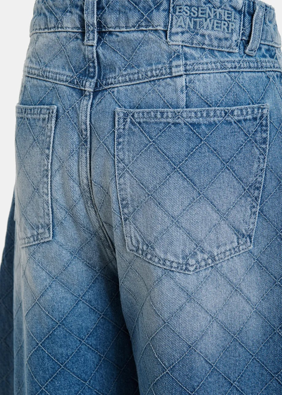 Katsu Diamond-Stitched Barrel Leg Jeans - Aquamarine-Essentiel Antwerp-Lewis Yates