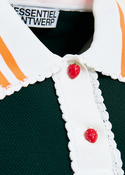 Kontrast Knitted Polo - Bottle Green-Essentiel Antwerp-Lewis Yates
