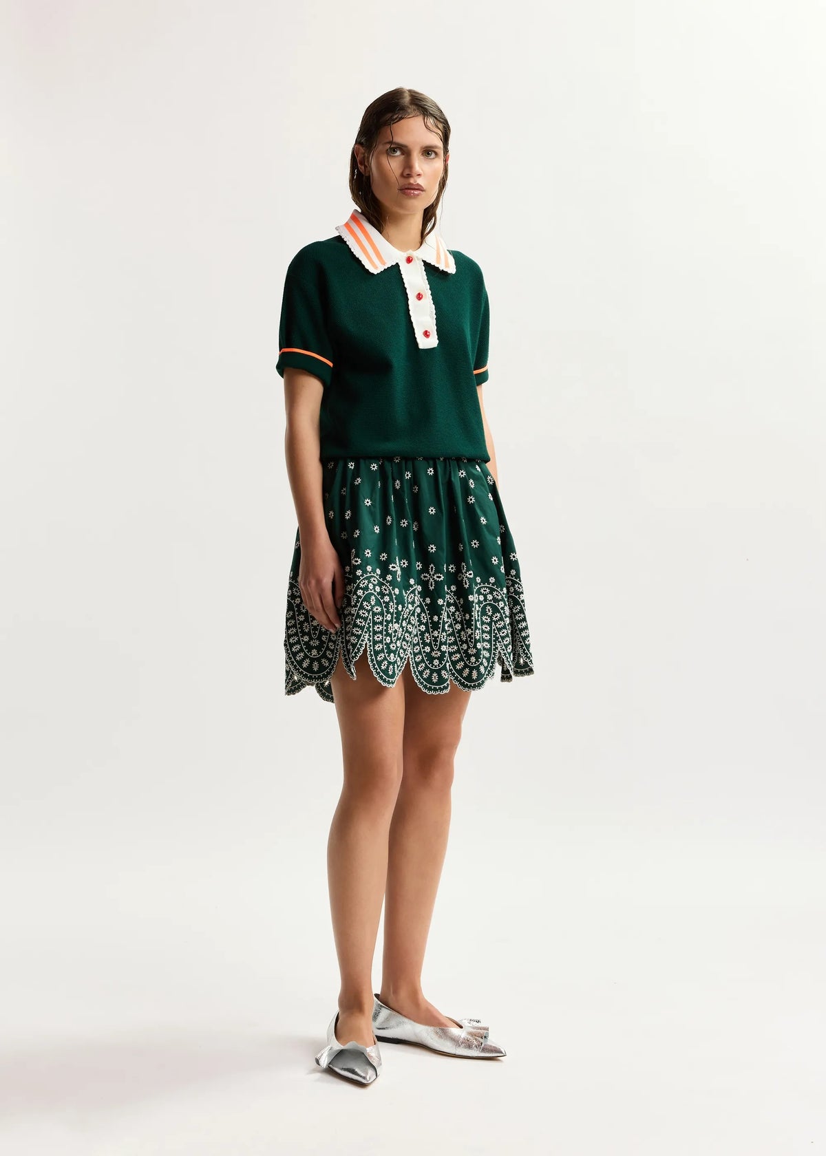 Kontrast Knitted Polo - Bottle Green-Essentiel Antwerp-Lewis Yates