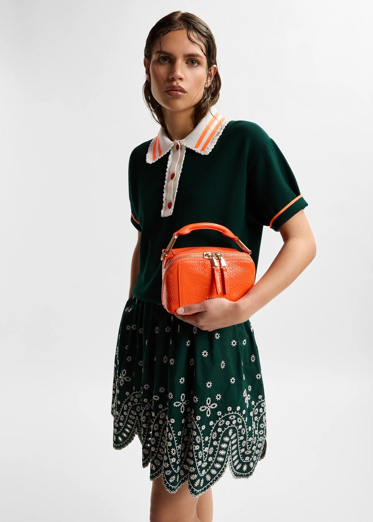 Kontrast Knitted Polo - Bottle Green-Essentiel Antwerp-Lewis Yates