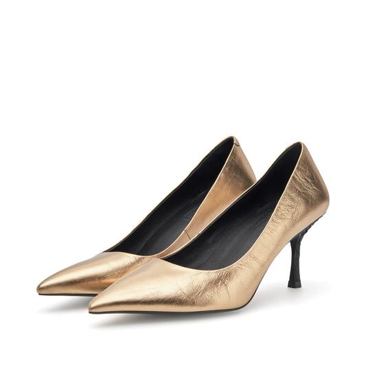 Laura Metallic Heel - Gold-Woden-Lewis Yates