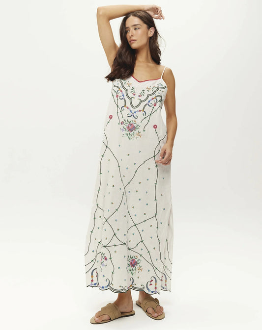 Lauren Embroidered Linen Dress-Me369-Lewis Yates