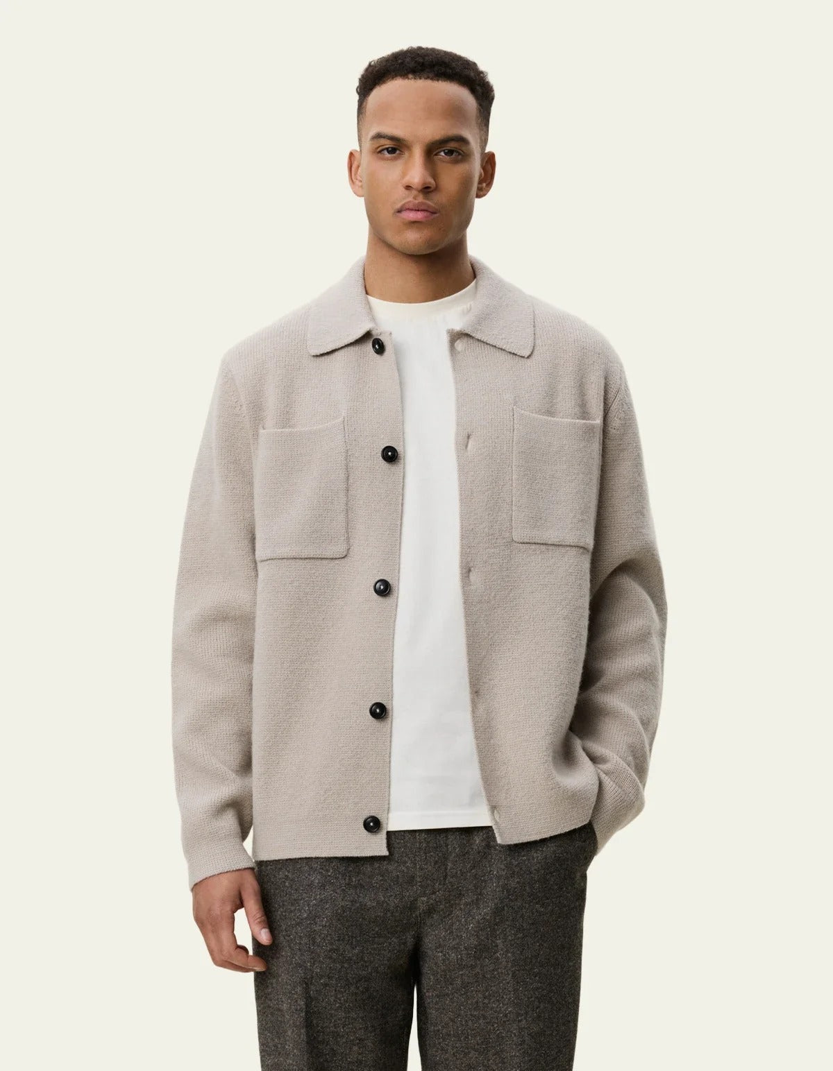 Milano Knit Overshirt Light Sand