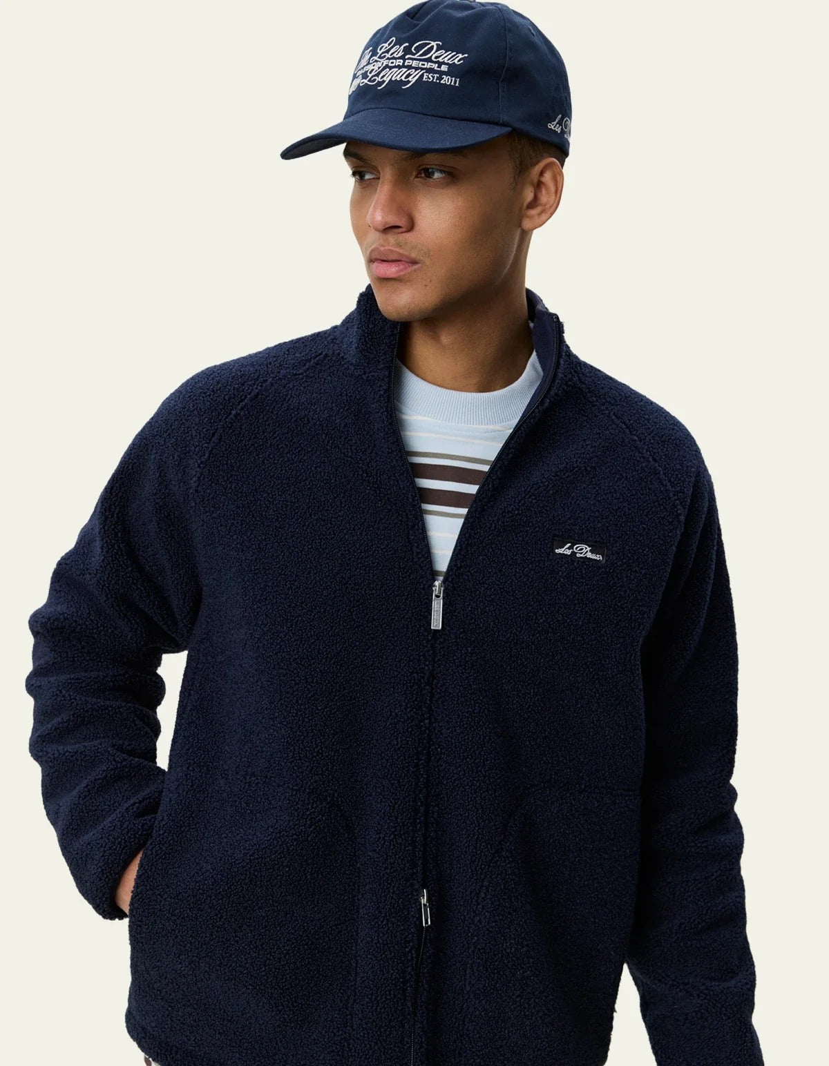 Patch Teddy Jacket Dark Navy Blue