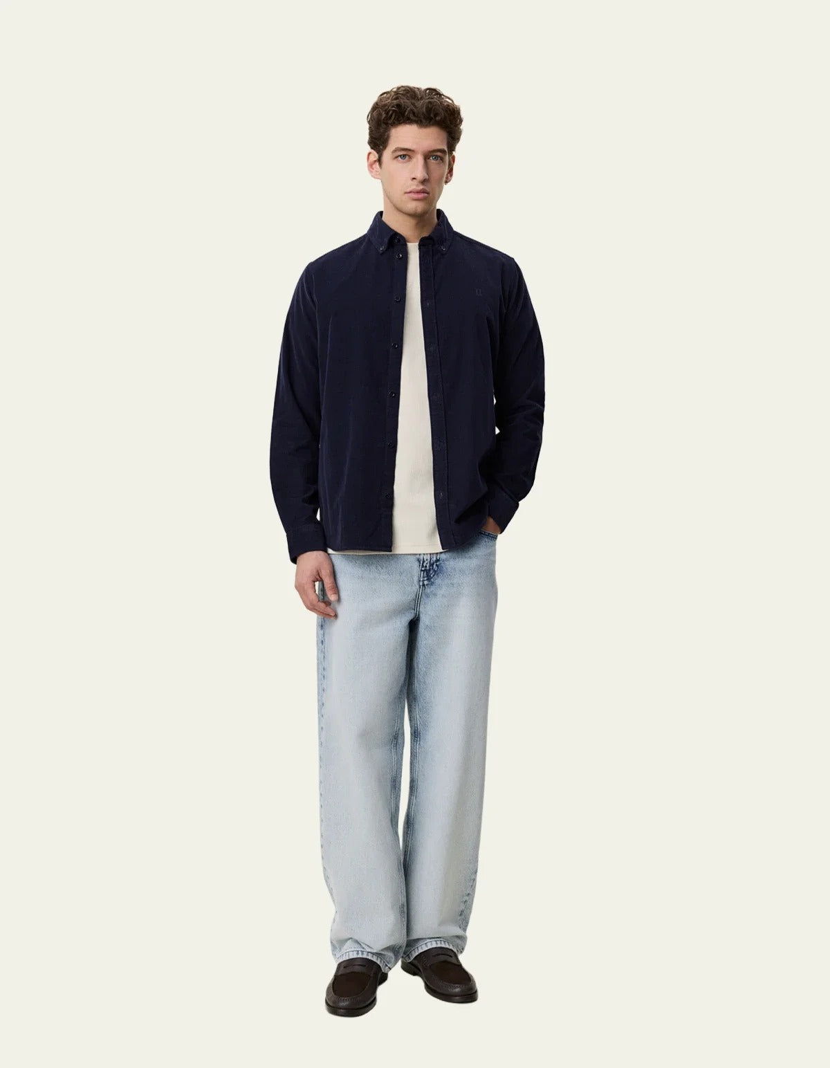 Pinwale Corduroy Shirt Dark Navy Blue