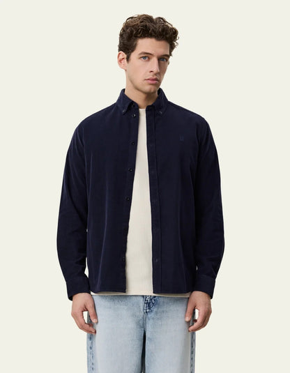 Pinwale Corduroy Shirt Dark Navy Blue