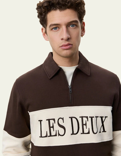 Zipper Rugby Sweatshirt Molé Brown