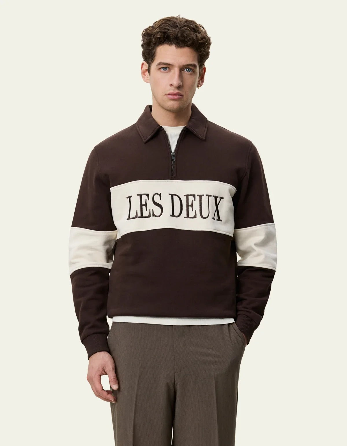 Zipper Rugby Sweatshirt Molé Brown