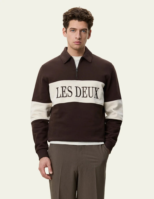 Zipper Rugby Sweatshirt Molé Brown
