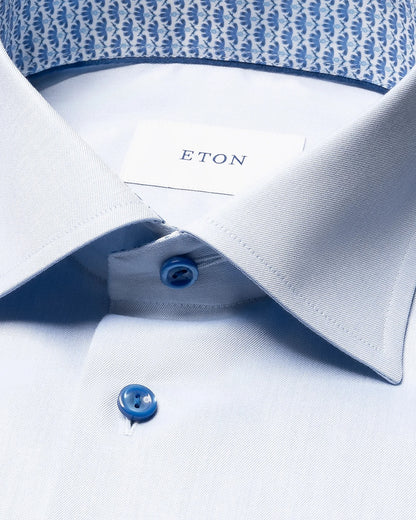 Geometric Effect Twill Shirt - Blue