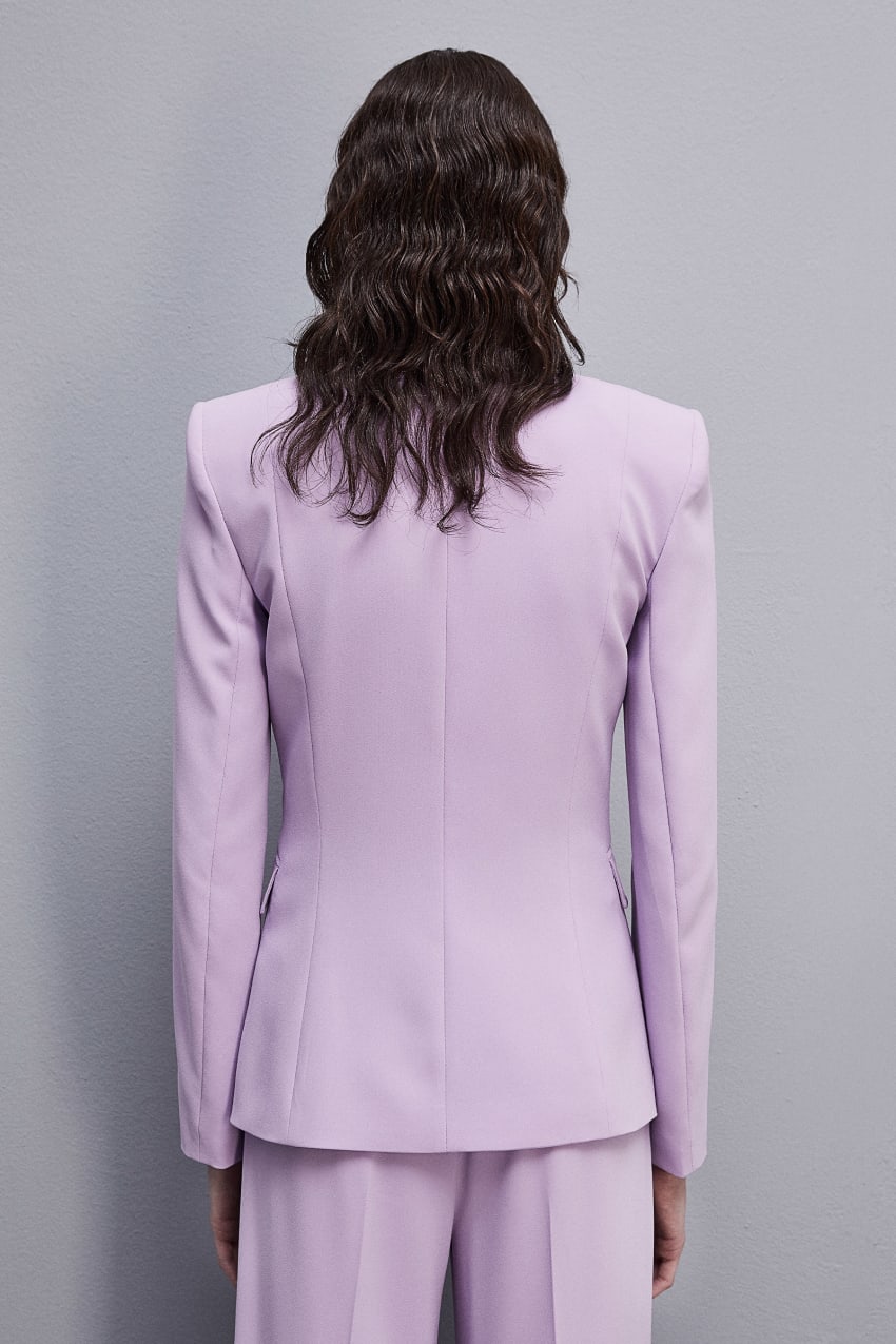 Lilac One-Button Crepe Jacket-Patrizia Pepe-Lewis Yates