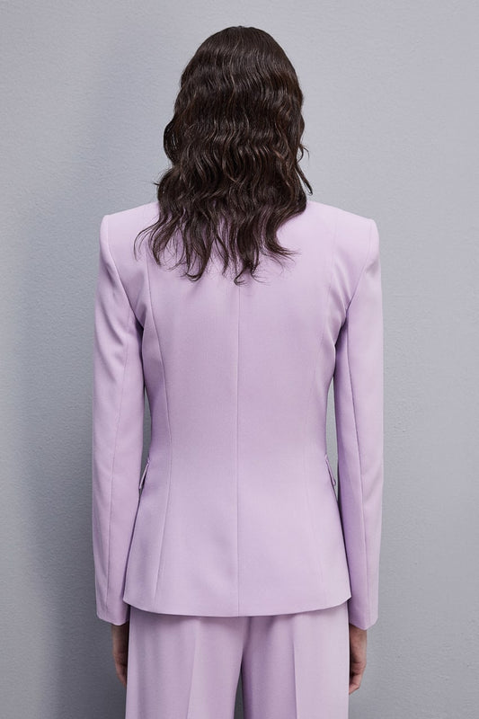 Lilac One-Button Crepe Jacket-Patrizia Pepe-Lewis Yates