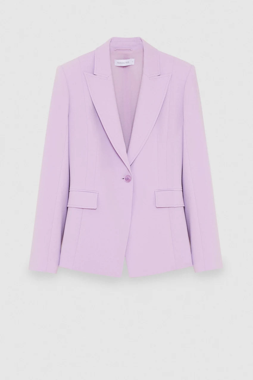 Lilac One-Button Crepe Jacket-Patrizia Pepe-Lewis Yates