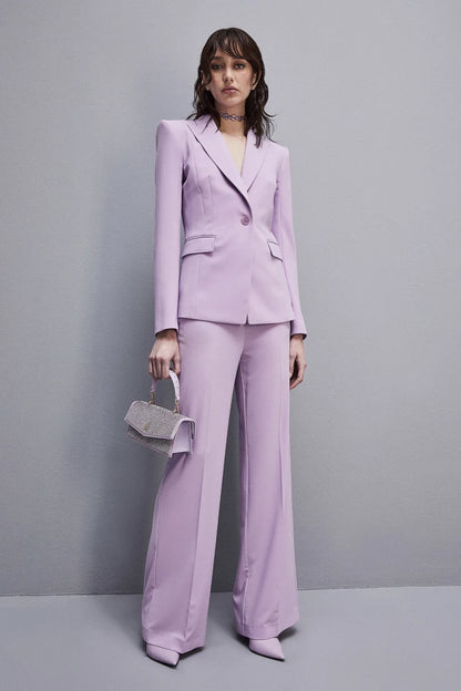 Lilac One-Button Crepe Jacket-Patrizia Pepe-Lewis Yates