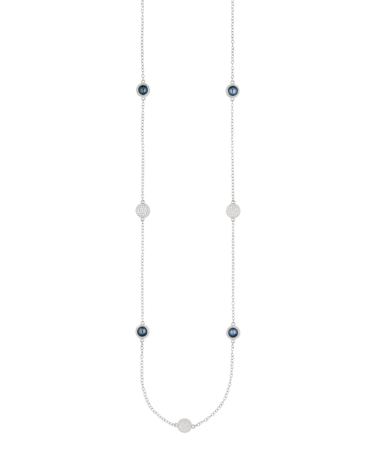 Long Blue Pearl Station Necklace-Anna Beck-Lewis Yates