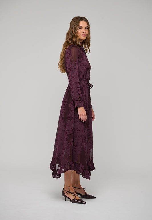 Lycia Sleeveless Dress with Drawstring in Flora Berry Wine-Dea Kudibal-Lewis Yates