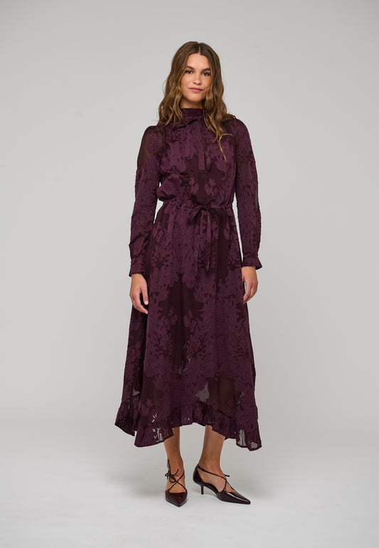 Lycia Sleeveless Dress with Drawstring in Flora Berry Wine-Dea Kudibal-Lewis Yates