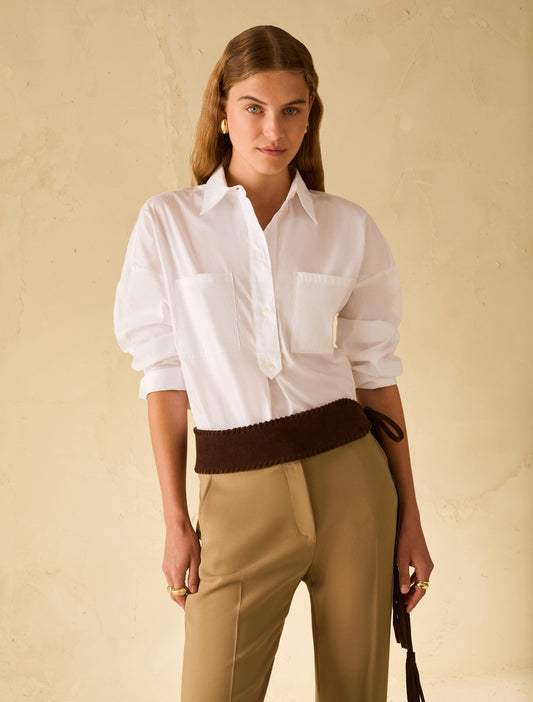 Macina Poplin Shirt-Penny Black-Lewis Yates