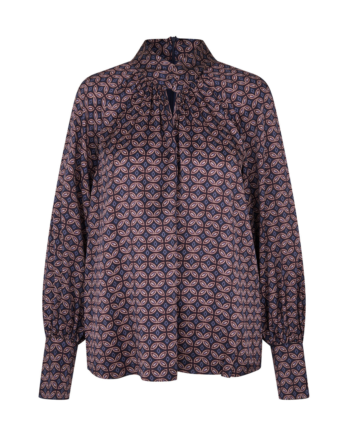 Madelaine Blouse with Drape Detail in Eclipse Moonlight-Dea Kudibal-Lewis Yates