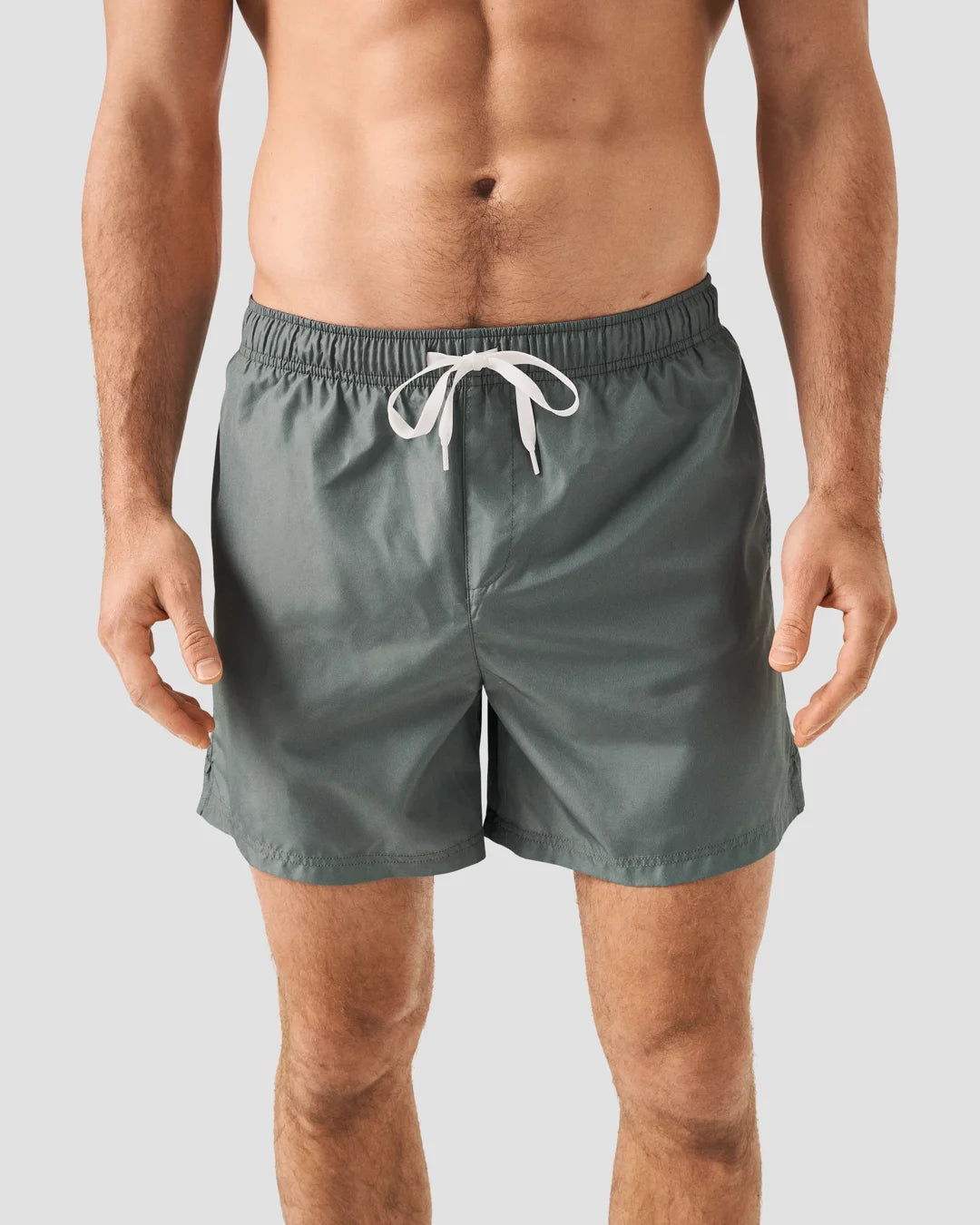 Mid Green Solid Swim Shorts