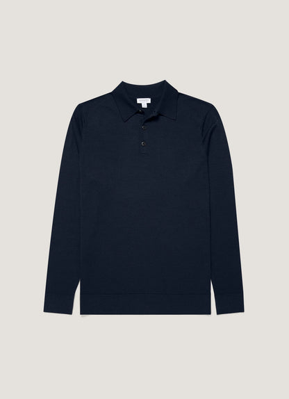 Extra-Fine Merino Polo In Navy