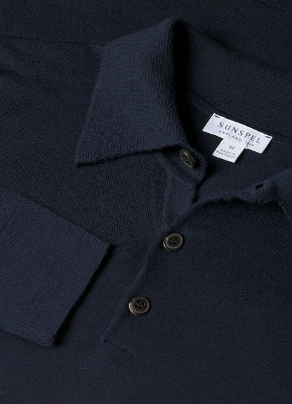 Extra-Fine Merino Polo In Navy