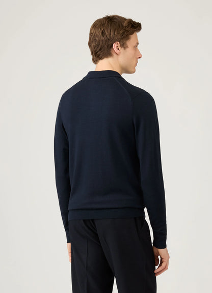 Extra-Fine Merino Polo In Navy