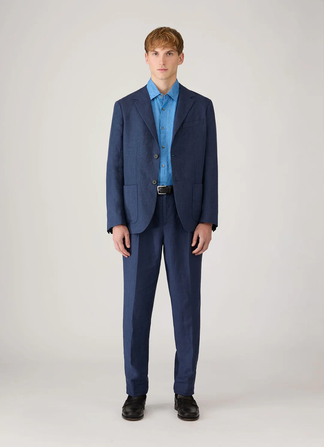 Linen Long Sleeve Shirt - Cool Blue