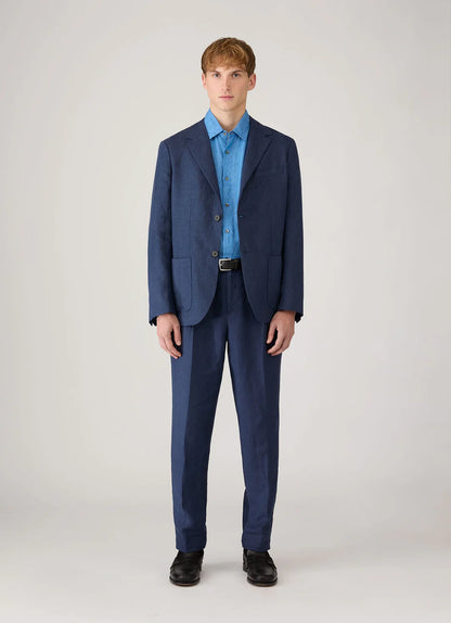 Linen Long Sleeve Shirt - Cool Blue