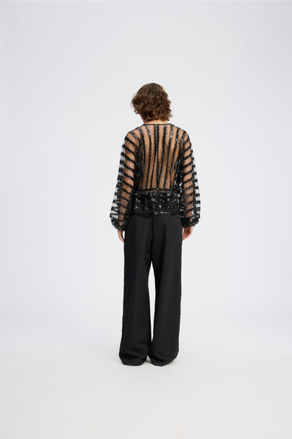 Remona Sheer Sequin Blouse Black