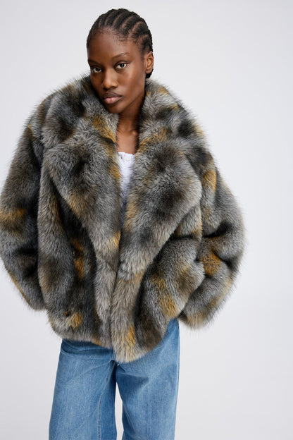 Lestine Short Faux Fur Jacket Grey