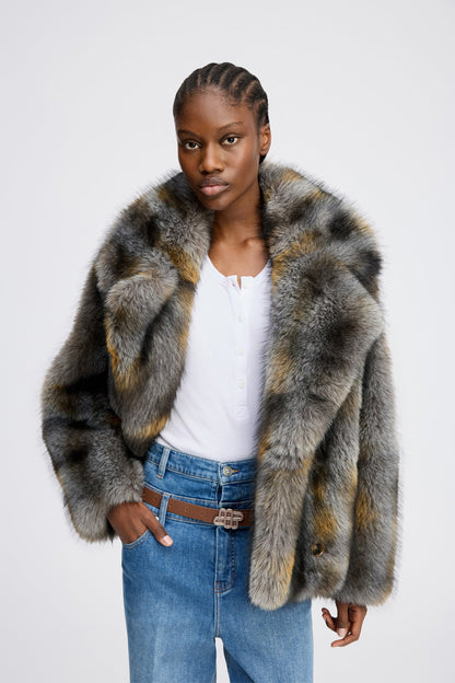 Lestine Short Faux Fur Jacket Grey