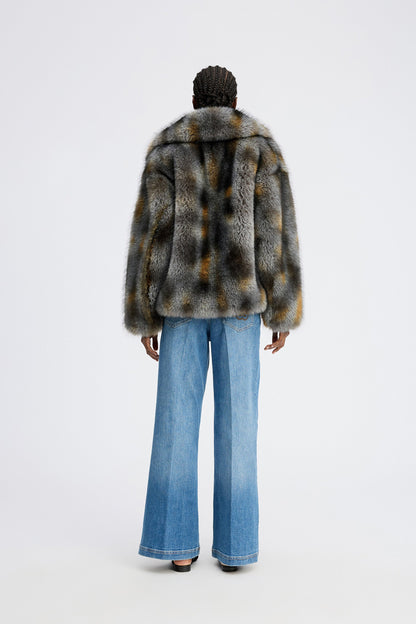 Lestine Short Faux Fur Jacket Grey