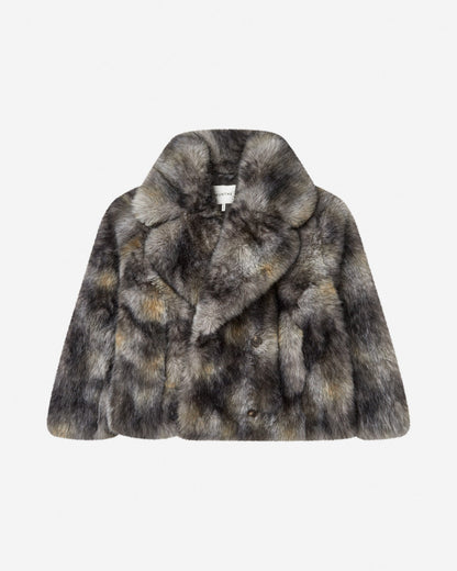 Lestine Short Faux Fur Jacket Grey
