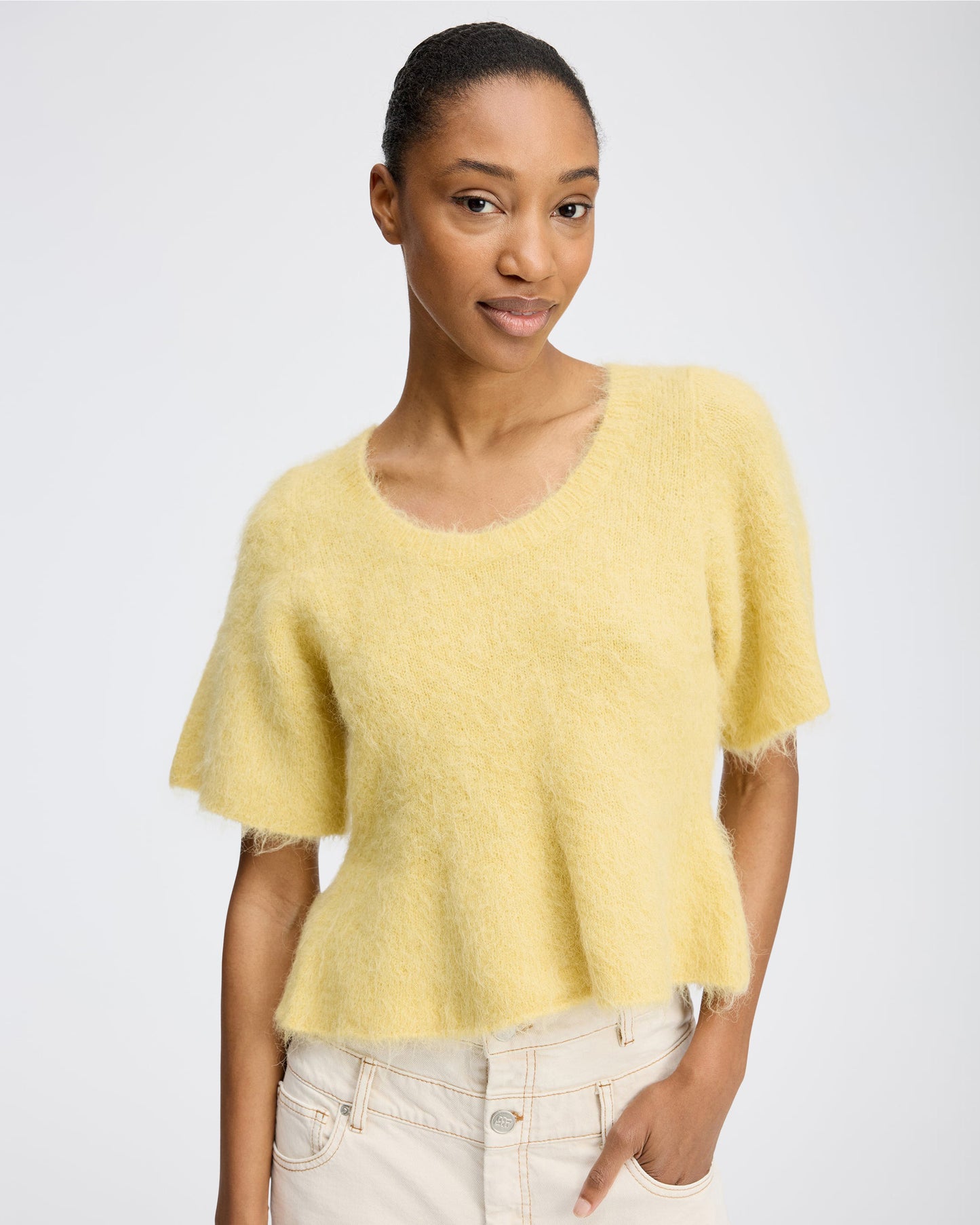 Rylaline Short-Sleeved Knit Top Lemon