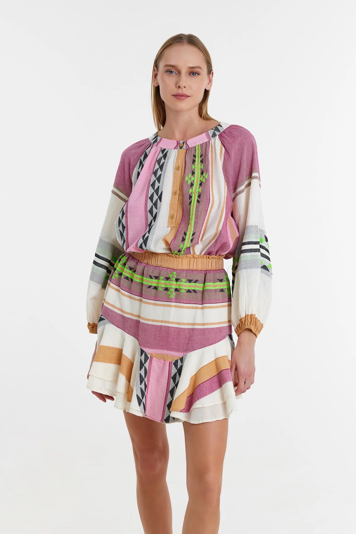 Natalia Skirt Multi Pink/Green-Devotion-Lewis Yates