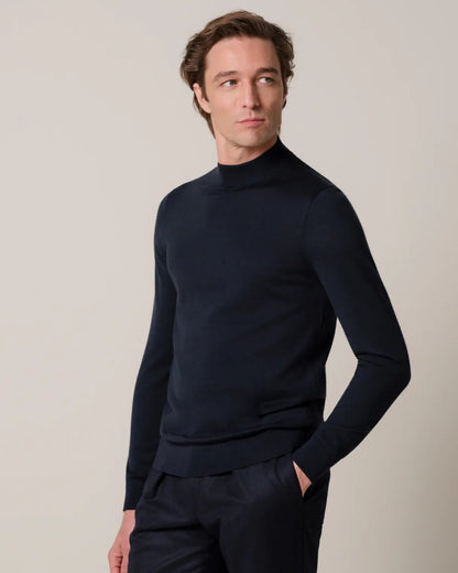 Mock Neck Pullover Navy